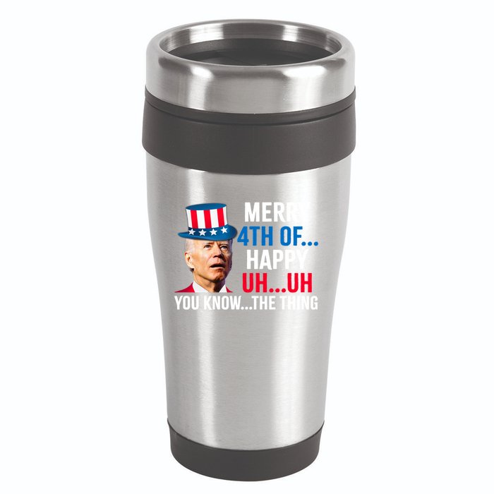 Joe Biden Confused Merry Happy Funny 4th Of July 16oz Travel Tumbler