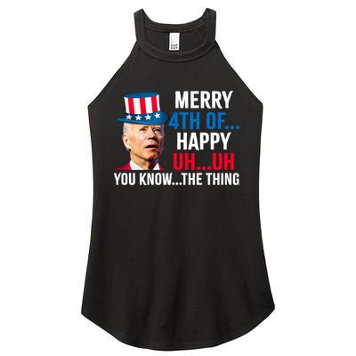 Joe Biden Confused Merry Happy Funny 4th Of July Women's Perfect Tri Rocker Tank