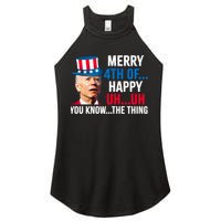 Joe Biden Confused Merry Happy Funny 4th Of July Women's Perfect Tri Rocker Tank