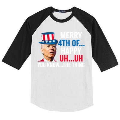 Joe Biden Confused Merry Happy Funny 4th Of July Kids Colorblock Raglan Jersey
