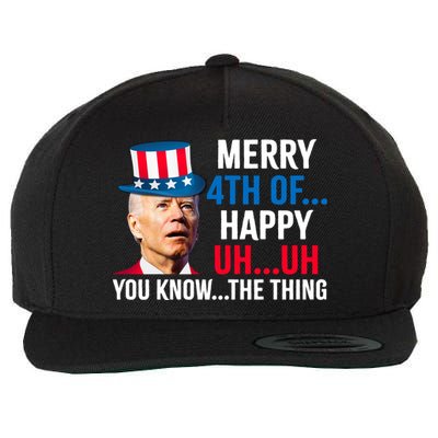 Joe Biden Confused Merry Happy Funny 4th Of July Wool Snapback Cap
