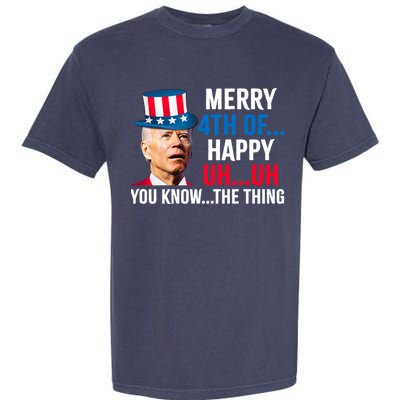 Joe Biden Confused Merry Happy Funny 4th Of July Garment-Dyed Heavyweight T-Shirt