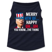 Joe Biden Confused Merry Happy Funny 4th Of July Doggie Tank