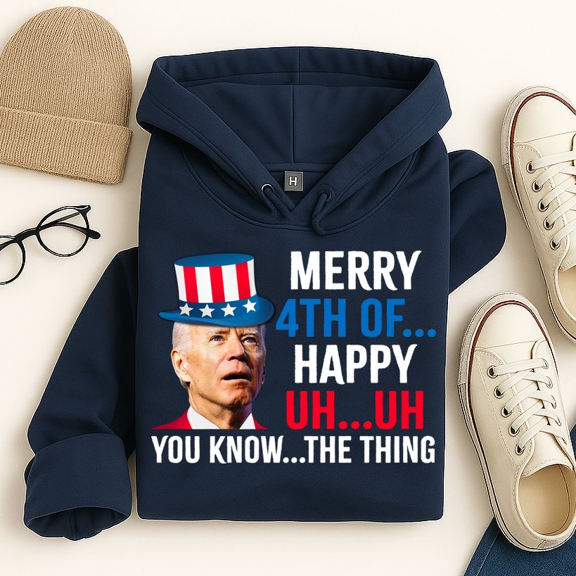 Joe Biden Confused Merry Happy Funny 4th Of July Hoodie