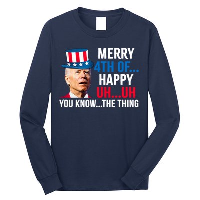 Joe Biden Confused Merry Happy Funny 4th Of July Long Sleeve Shirt