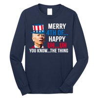 Joe Biden Confused Merry Happy Funny 4th Of July Long Sleeve Shirt
