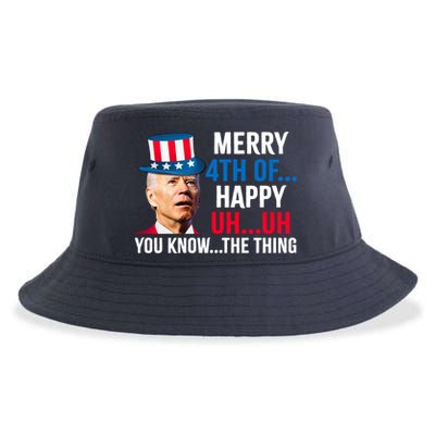 Joe Biden Confused Merry Happy Funny 4th Of July Sustainable Bucket Hat