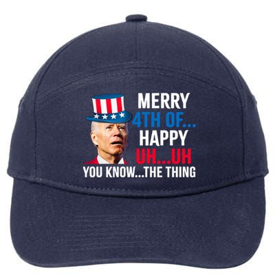 Joe Biden Confused Merry Happy Funny 4th Of July 7-Panel Snapback Hat