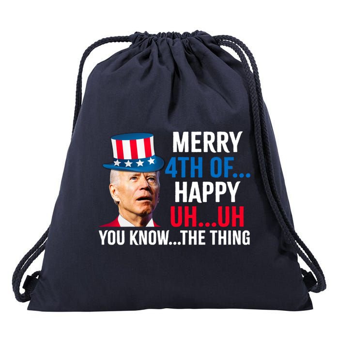 Joe Biden Confused Merry Happy Funny 4th Of July Drawstring Bag