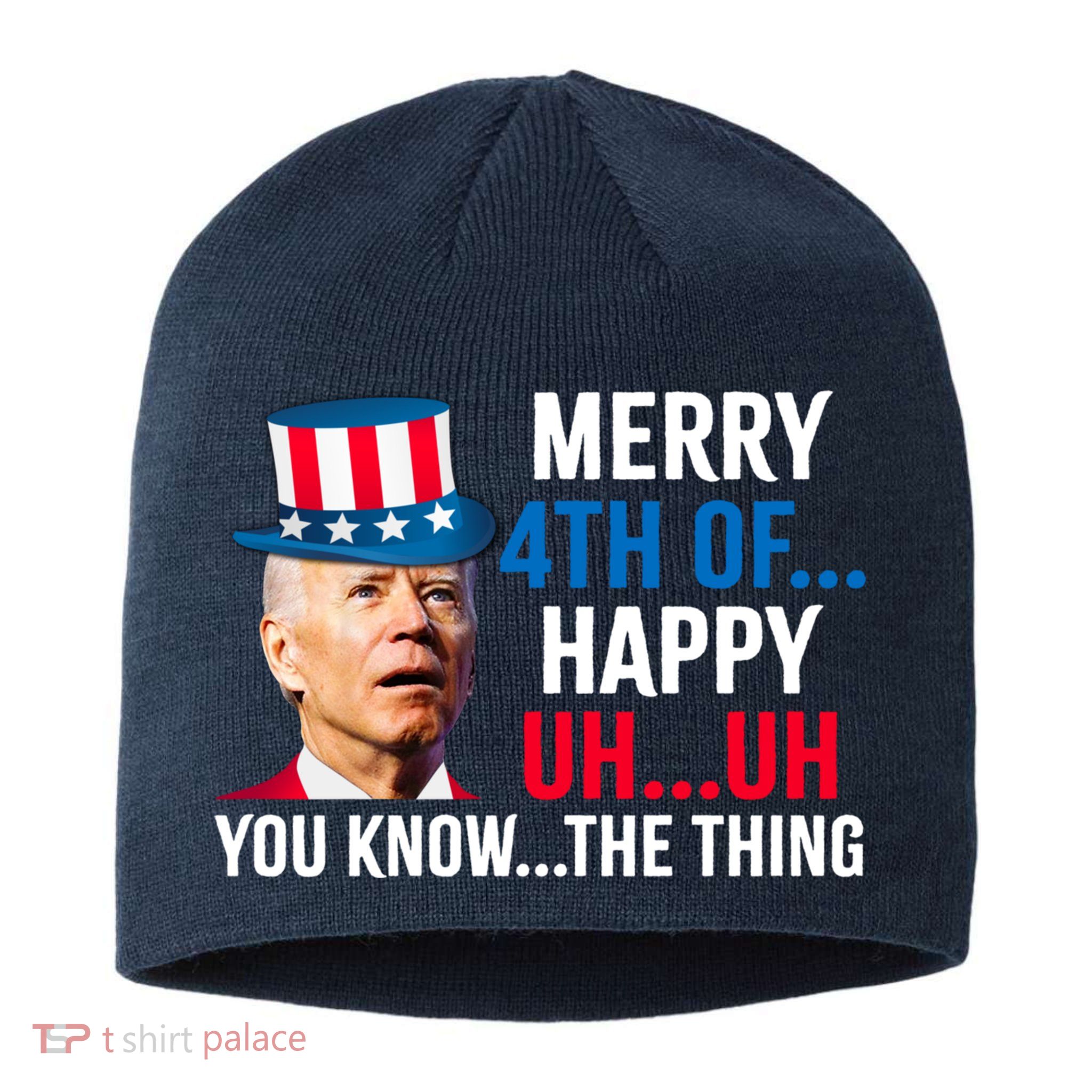 Joe Biden Confused Merry Happy Funny 4th Of July Sustainable Beanie