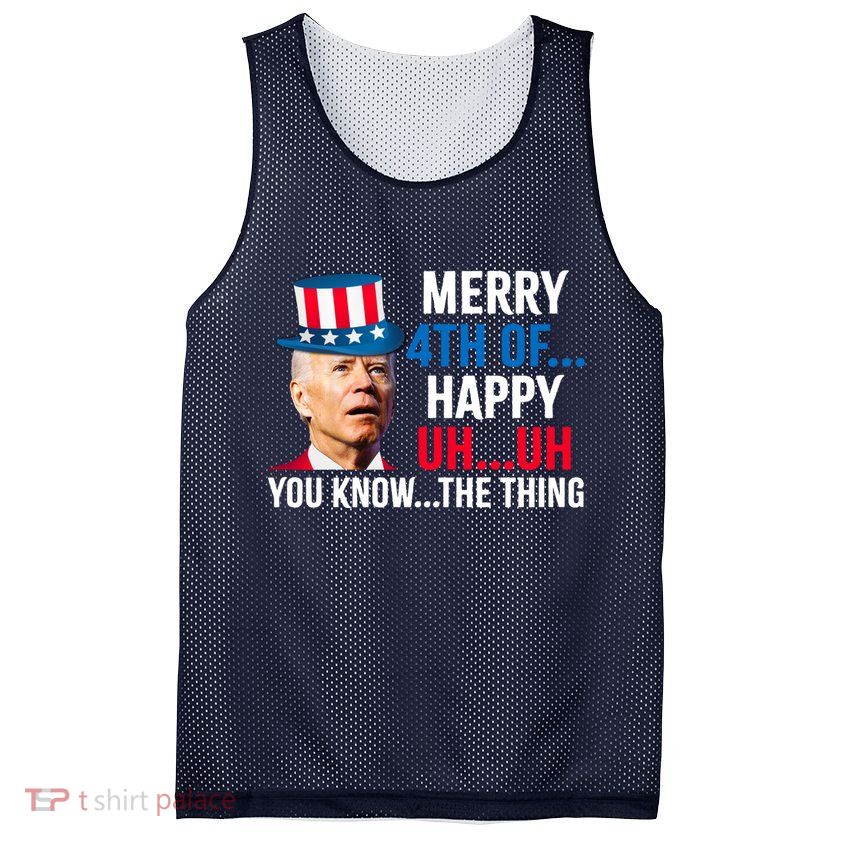 Joe Biden Confused Merry Happy Funny 4th Of July Mesh Reversible Basketball Jersey Tank