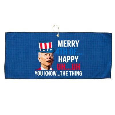 Joe Biden Confused Merry Happy Funny 4th Of July Large Microfiber Waffle Golf Towel