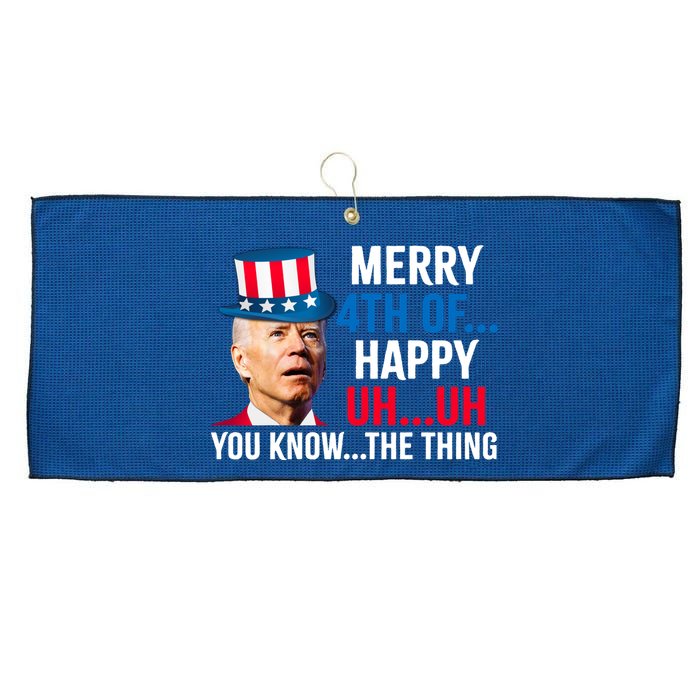 Joe Biden Confused Merry Happy Funny 4th Of July Large Microfiber Waffle Golf Towel