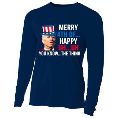Joe Biden Confused Merry Happy Funny 4th Of July Cooling Performance Long Sleeve Crew