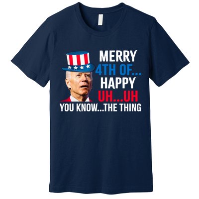 Joe Biden Confused Merry Happy Funny 4th Of July Premium T-Shirt