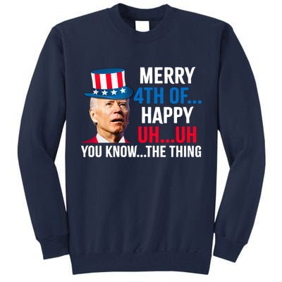 Joe Biden Confused Merry Happy Funny 4th Of July Tall Sweatshirt
