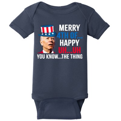 Joe Biden Confused Merry Happy Funny 4th Of July Baby Bodysuit