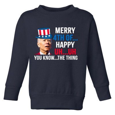 Joe Biden Confused Merry Happy Funny 4th Of July Toddler Sweatshirt