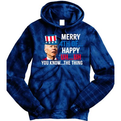 Joe Biden Confused Merry Happy Funny 4th Of July Tie Dye Hoodie