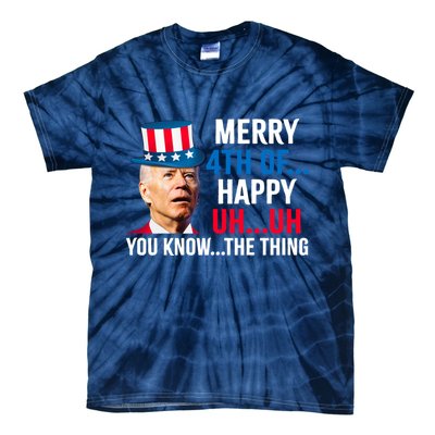 Joe Biden Confused Merry Happy Funny 4th Of July Tie-Dye T-Shirt