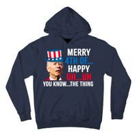 Joe Biden Confused Merry Happy Funny 4th Of July Tall Hoodie