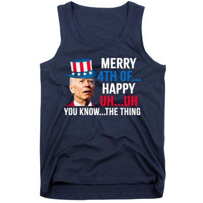 Joe Biden Confused Merry Happy Funny 4th Of July Tank Top
