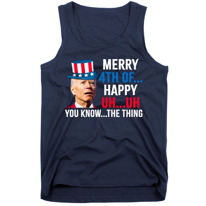 Joe Biden Confused Merry Happy Funny 4th Of July Tank Top