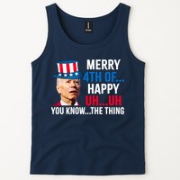 Joe Biden Confused Merry Happy Funny 4th Of July Tank Top
