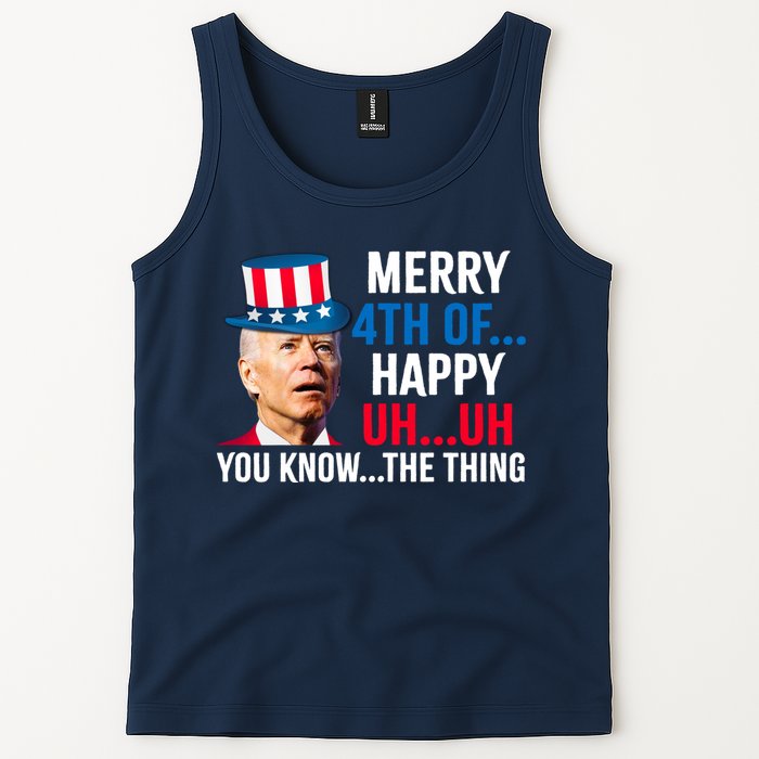 Joe Biden Confused Merry Happy Funny 4th Of July Tank Top