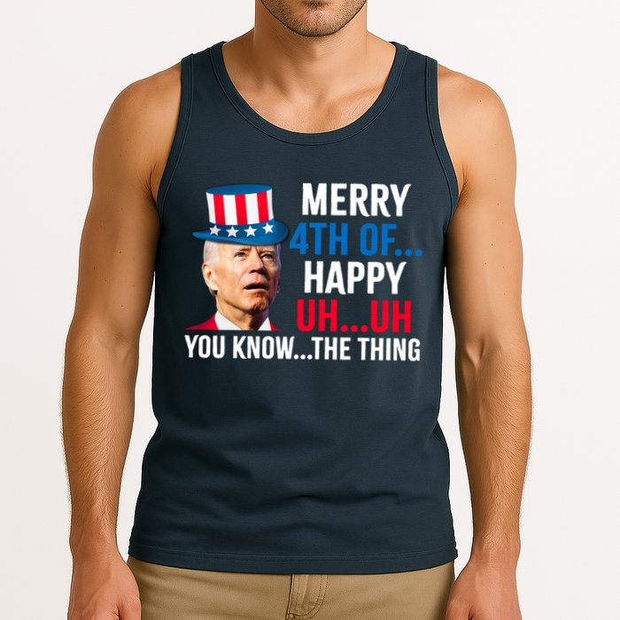 Joe Biden Confused Merry Happy Funny 4th Of July Tank Top