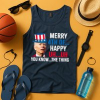 Joe Biden Confused Merry Happy Funny 4th Of July Tank Top