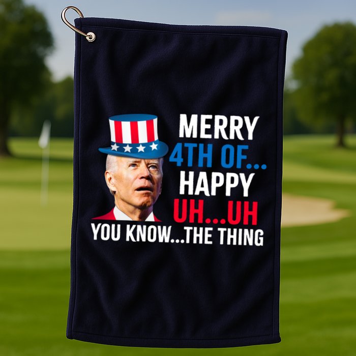 Joe Biden Confused Merry Happy Funny 4th Of July Golf Towel