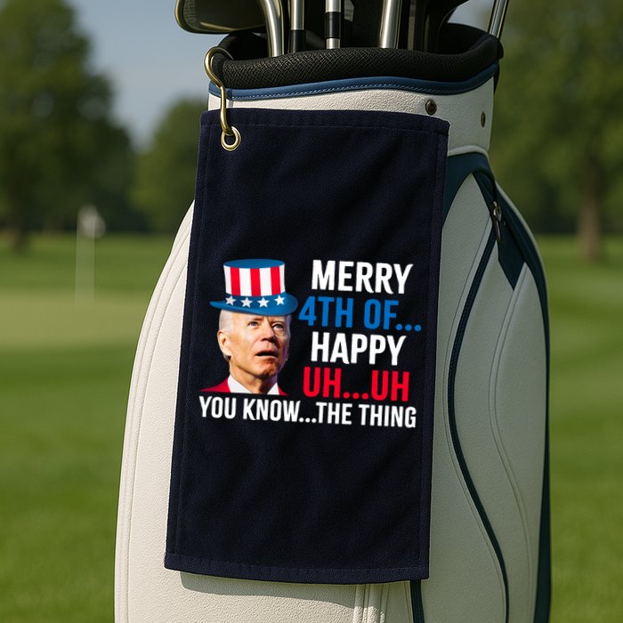 Joe Biden Confused Merry Happy Funny 4th Of July Golf Towel