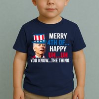 Joe Biden Confused Merry Happy Funny 4th Of July Toddler T-Shirt
