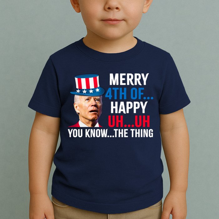 Joe Biden Confused Merry Happy Funny 4th Of July Toddler T-Shirt