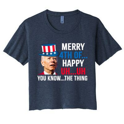 Joe Biden Confused Merry Happy Funny 4th Of July Crop Top