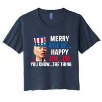 Joe Biden Confused Merry Happy Funny 4th Of July Crop Top