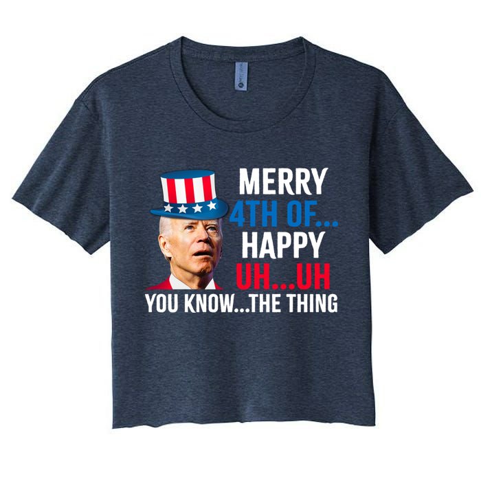 Joe Biden Confused Merry Happy Funny 4th Of July Crop Top