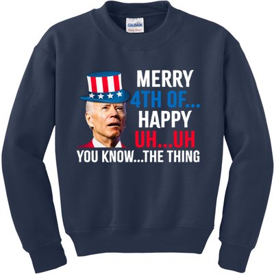 Joe Biden Confused Merry Happy Funny 4th Of July Kids Sweatshirt