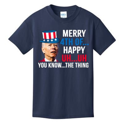 Joe Biden Confused Merry Happy Funny 4th Of July Kids T-Shirt