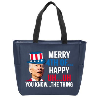 Joe Biden Confused Merry Happy Funny 4th Of July Zip Tote Bag