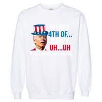 Joe Biden Confused Merry Happy Funny 4th Of July Garment-Dyed Sweatshirt