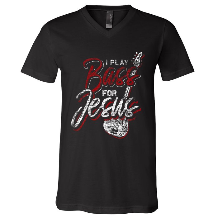 Jesus Bassist Christian Bass Player Bass Guitar V-Neck T-Shirt