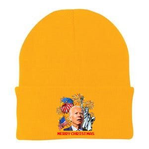 Joe Biden Confused Patriotic Merry Christmas For 4th Of July Knit Cap Winter Beanie