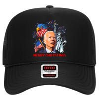 Joe Biden Confused Patriotic Merry Christmas For 4th Of July High Crown Mesh Back Trucker Hat