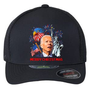 Joe Biden Confused Patriotic Merry Christmas For 4th Of July Flexfit Unipanel Trucker Cap