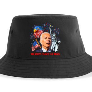 Joe Biden Confused Patriotic Merry Christmas For 4th Of July Sustainable Bucket Hat