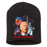 Joe Biden Confused Patriotic Merry Christmas For 4th Of July Short Acrylic Beanie