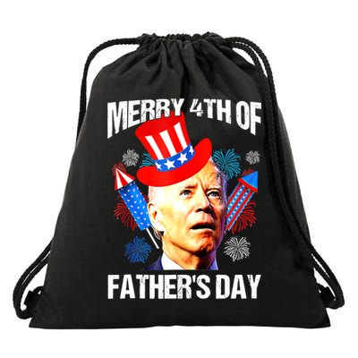 Joe Biden Confused Merry 4th Of Fathers Day Fourth Of July Drawstring Bag