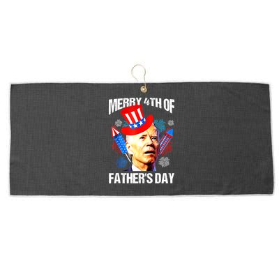 Joe Biden Confused Merry 4th Of Fathers Day Fourth Of July Large Microfiber Waffle Golf Towel